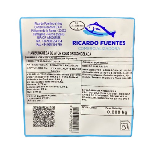 RICARDO FUENTES E HIJOS Hamburguesa de atún rojo 200g