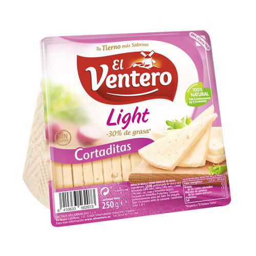 EL VENTERO Queso cortaditas light cuña EL VENTERO 250 g.