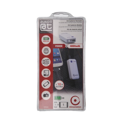 Alcampo Bateria externa AUTO-T Powerbank 4000mAh voltaje de salida: 5V 1A