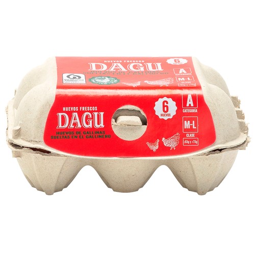 DAGU Huevos de gallinas sueltas en el gallinero clase M-L y cat. A 6 uds.