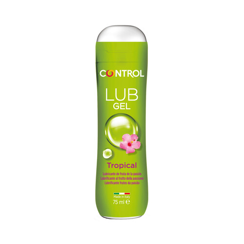 Gel lubricante con aroma a fruta de la pasión CONTROL Tropical 75 ml.