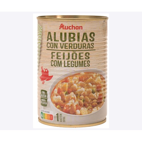 Alubias con verduras PRODUCTO ALCAMPO, 430 g.