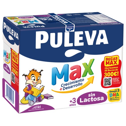 Leche de crecimiento, sin lactosa con Omega 3 PULEVA Max Crecimiento + desarrollo 6 x 1 l.