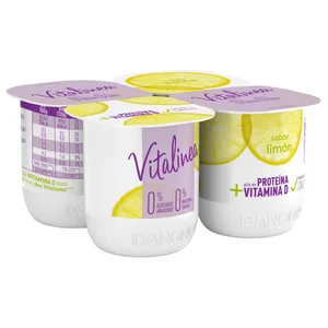 VITALINEA Yogur desnatado 0% materia grasa, sabor limón de Danone 4 x 120 g.