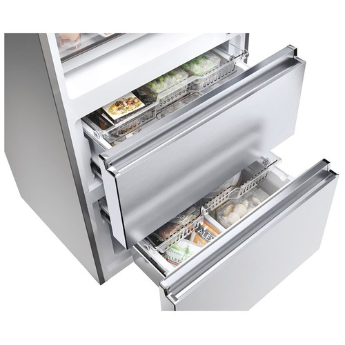 Frigorífico combi 200,6cm HAIER HTR5720ENMG 3 cajones, NO FROST, clasificación energética: E, H: 200,6cm, A: 70cm, F: 67,5cm, capacidad total: 483L.