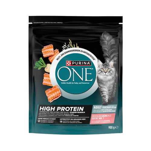 PURINA ONE Alimento de gato seco salmón alto en proteína 900g