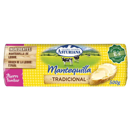 CENTRAL LECHERA ASTURIANA Rulo de mantequilla tradcional sin sal CENTRAL LECHERA ASTURIANA 500 g.