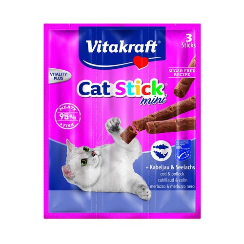 VITAKRAFT Snacks gatos, mini sticks bacalao y atún VITAKRAFT CAT STICK 3 uds 18 g.