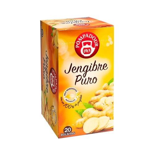 Imagen de Infusión de jengibre en bolsitas individuales POMPADOUR 20 uds. 40 g.