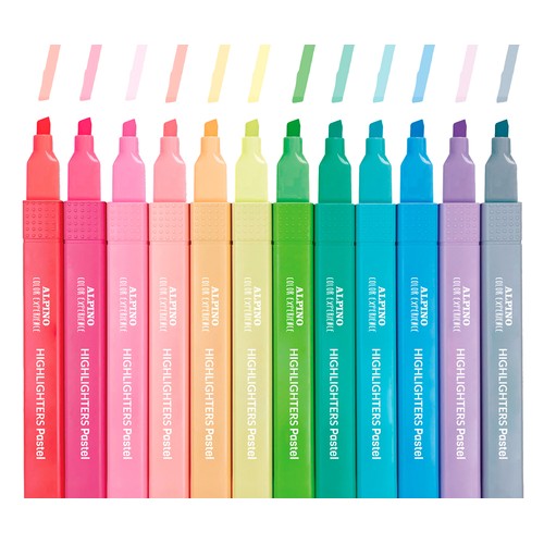 Estuche de 12 subrayadores pastel color experience, ALPINO.