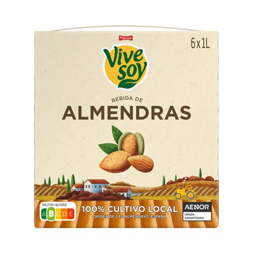 Bebida de almendras de cultivo 100% local VIVESOY de Pascual 6 x 1 l.
