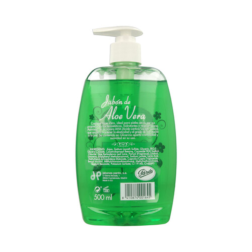 PARDO Jabón de manos líquido, hidratante y con aloe vera PARDO 500 ml.