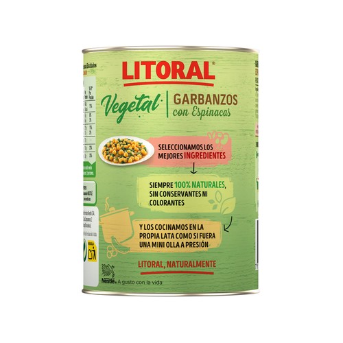 LITORAL Garbanzos con espinacas 425 g.
