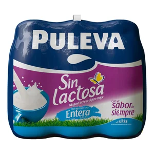 PULEVA Leche entera de vaca, sin lactosa Mañanas ligeras 6 x 1l.