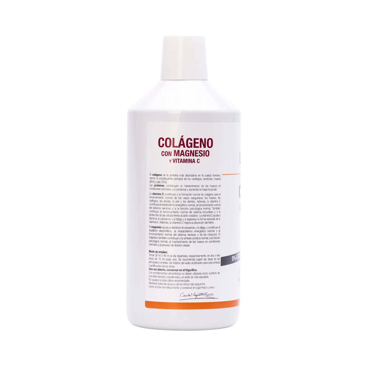 Complemento alimenticio a base de colágeno líquido, magnesio y vitamina C, con sabor a cereza 1 l.