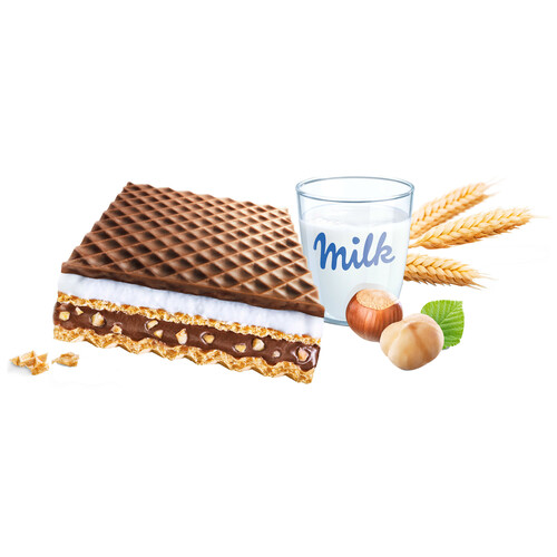 KNOPPERS Galletas barquillos relleno con crema de leche y praliné cubierto de chocolate KNOPPERS 3 uds. 75 g.