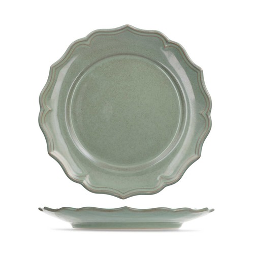 Plato llano 27cm stoneware, modelo Sinfonía verde. H&H