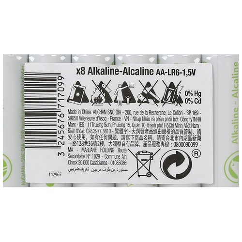 Pack de 8 pilas alcalinas AA, LR06, 1,5V, PRODUCTO ECONÓMICO ALCAMPO.