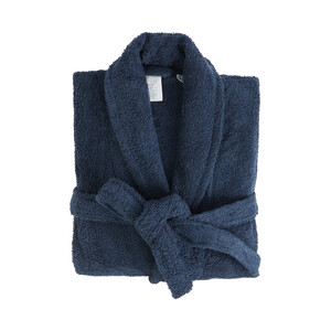 Imagen de Albornoz para adulto color azul marino, 100% algodón, 380g/m², talla M ACTUEL.