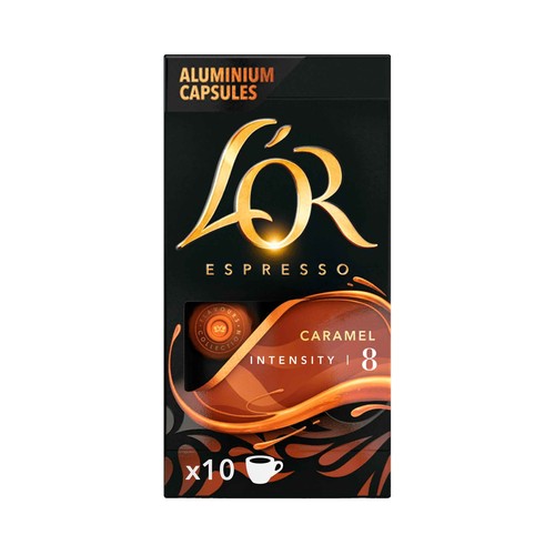 L"OR ESPRESSO Café en cápsulas sabor caramelo 10 uds. 52 g.
