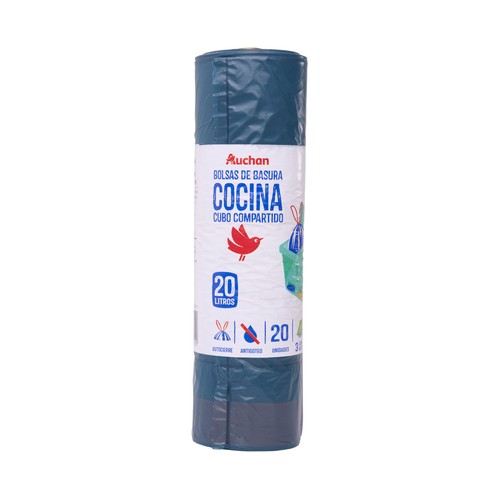 Bolsas de basura azul. con autocierre especial cocina capacidad 20 l PRODUCTO ALCAMPO 20 uds.