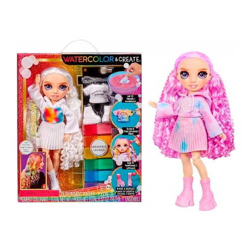 Muñeca Rainbow High Watercolor & Create Fashion, ojos morados MGA