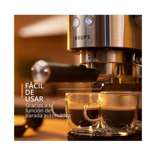 Cafetera espresso manual KRUPS XP4418, presión 15 bar, vaporizador,
