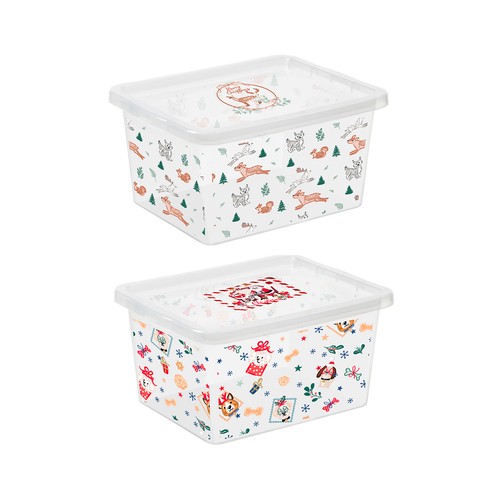 Caja con tapa decorativa de navidad, 40 L, ALCAMPO.