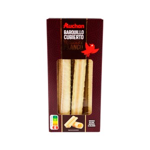 Imagen de PRODUCTO ALCAMPO Barquillos cubiertos con chocolate blanco 140 gr.