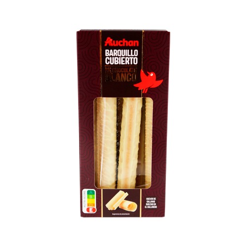 PRODUCTO ALCAMPO Barquillos cubiertos con chocolate blanco 140 g.