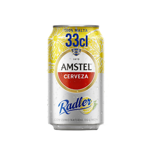 Cerveza con zumo natural de limón AMSTEL RADLER lata de 33 cl.