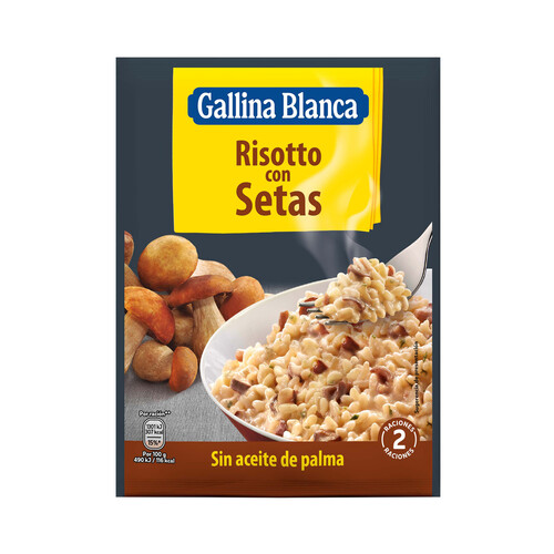 GALLINA BLANCA Risotto elaborado con setas selectas sobre de 175 g.