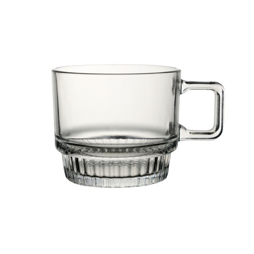 Taza de vidrio en relieve apilable de 34 cl, ALCAMPO.