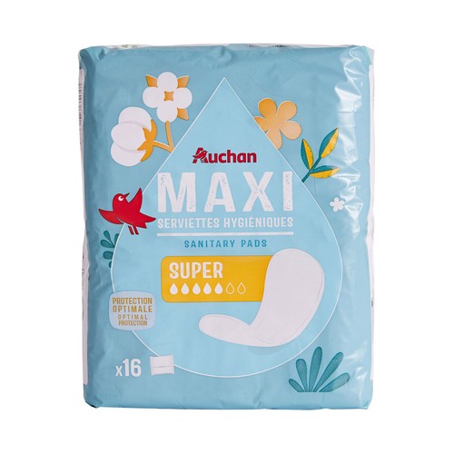 PRODUCTO ALCAMPO Compresas super maxi, en bolsitas individuales 16 uds.