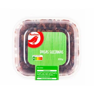 PRODUCTO ALCAMPO Pasas sultanas auchan en tarrina 300 g.