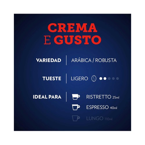 LAVAZZA Café Cápsulas aluminio Crema e Gusto 30 uds. Intensidad 12/13.