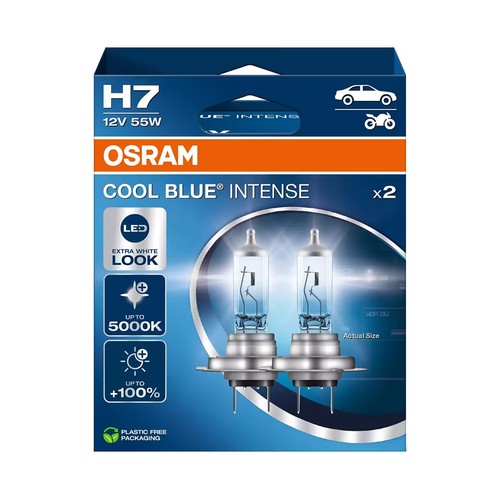 2 lamp h7 12v luz ext bl  5000 k  cool blue intense. OSRAM