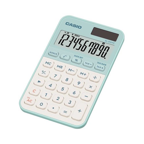Calculadora CASIO modelo SL-310YC-LP 10 dígitos color verde