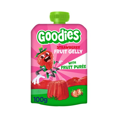 GOODIES Bolsita (pouch) de gelatina de fresa, a partir de 6 meses 100 g.