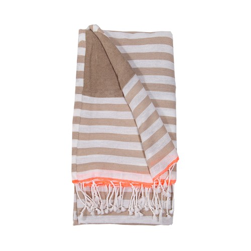 Toalla de playa 90x170cm 240grs, rizo microfibra 100%poliester , rayas. QUIVIR