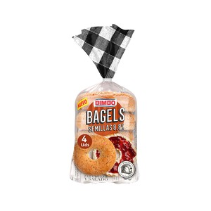 BIMBO Bagels con semillas (pan redondo) BIMBO BAGELS 4 uds. 300 g.