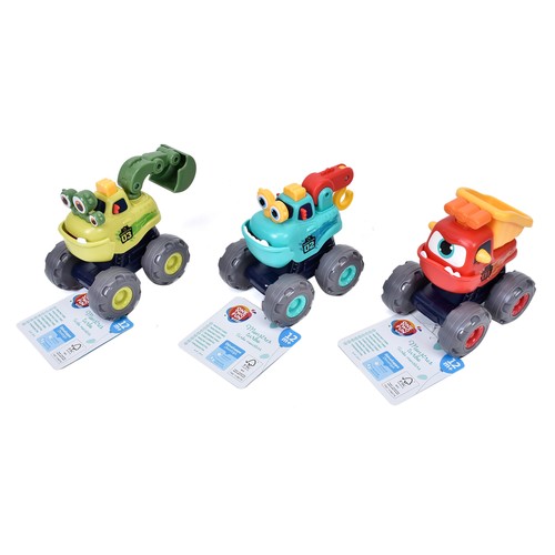 Pull Back Trucks Coches de juguetes, ayuda al desarrollo de la destreza y la motricidad, modelos surtidos +12 Meses ONE, TWO FUN Baby