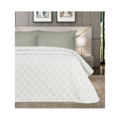 Colcha jacquard hojas 90cm 180x260 blanco o verde. LUMATEX
