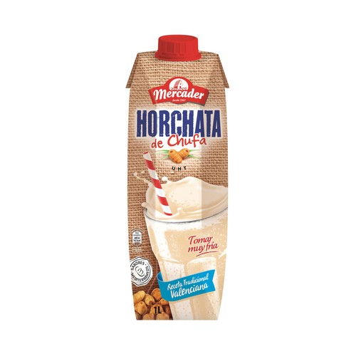 MERCADER Horchata de chufa, elaborada según la receta tradicional valenciana MERCADER 1 l.