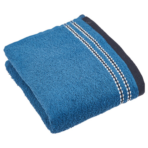 Toalla de baño con pespunte, 100% algodón, densidad de 360g/m², color azul, ACTUEL.