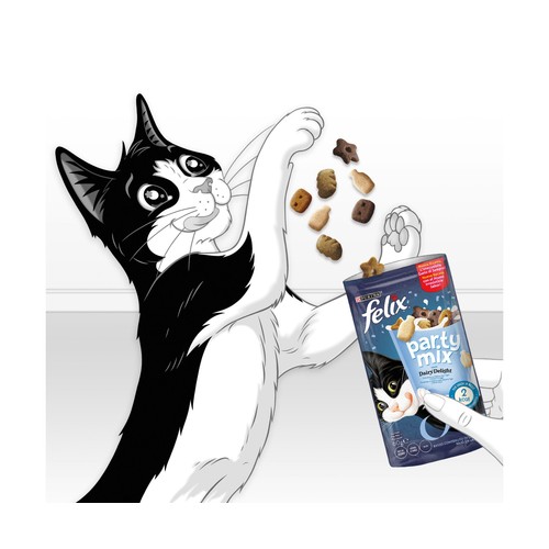 FELIX Snacks gatos. delicias de leche PURINA FÉLIX Party Mix 60 g.