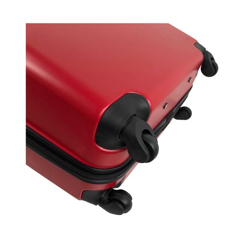 Maleta grande rígida de color rojo de 70 cm. tipo trolley con 4 ruedas y cierre por código, AIRPORT ALCAMPO.
