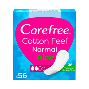 CAREFREE Cotton feel aloe Protegeslips (salvaslips) normales, transpirables y con aloe vera puro 56 uds.