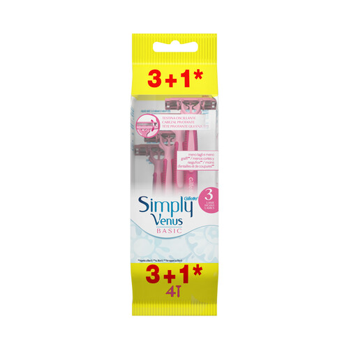 Maquinilla de afeitar con 3 hojas VENUS Simply de Gillette 4 uds.