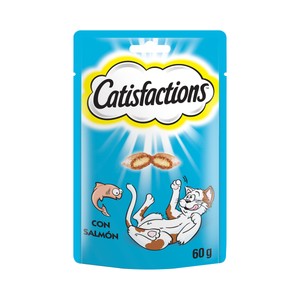 Imagen de CATISFACTIONS Snacks para gatos adultos y gatitos a base de delicioso salmón CATISFACTIONS 60 g.